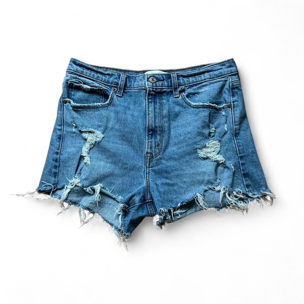 Abercrombie & Fitch Distressed Denim‎ High Ride Mom Jean Shorts size 30/10